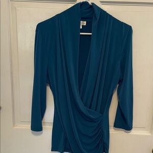 Dress Barn Teal Draped Blouse